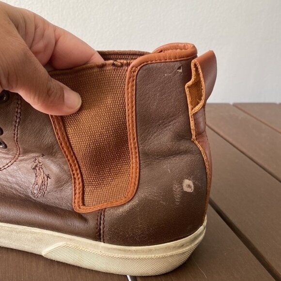 Polo By Ralph Lauren Men Brown Francisco Leather High Top Sneakers Size 13D - Picture 16 of 16